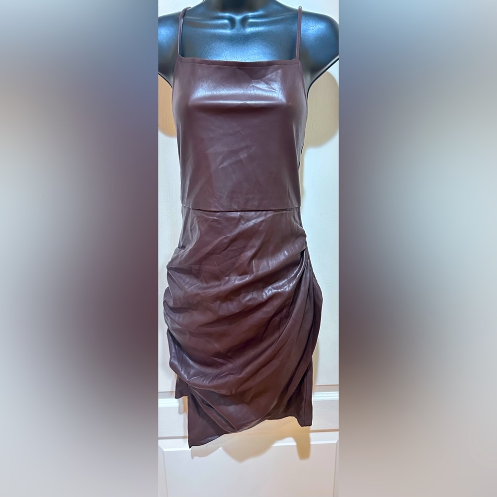 AKIRA  Brown faux Leather Dress size L